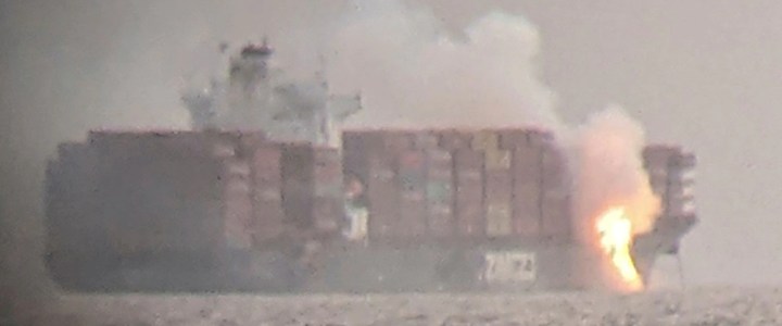 Container Ship Burning off Victoria
